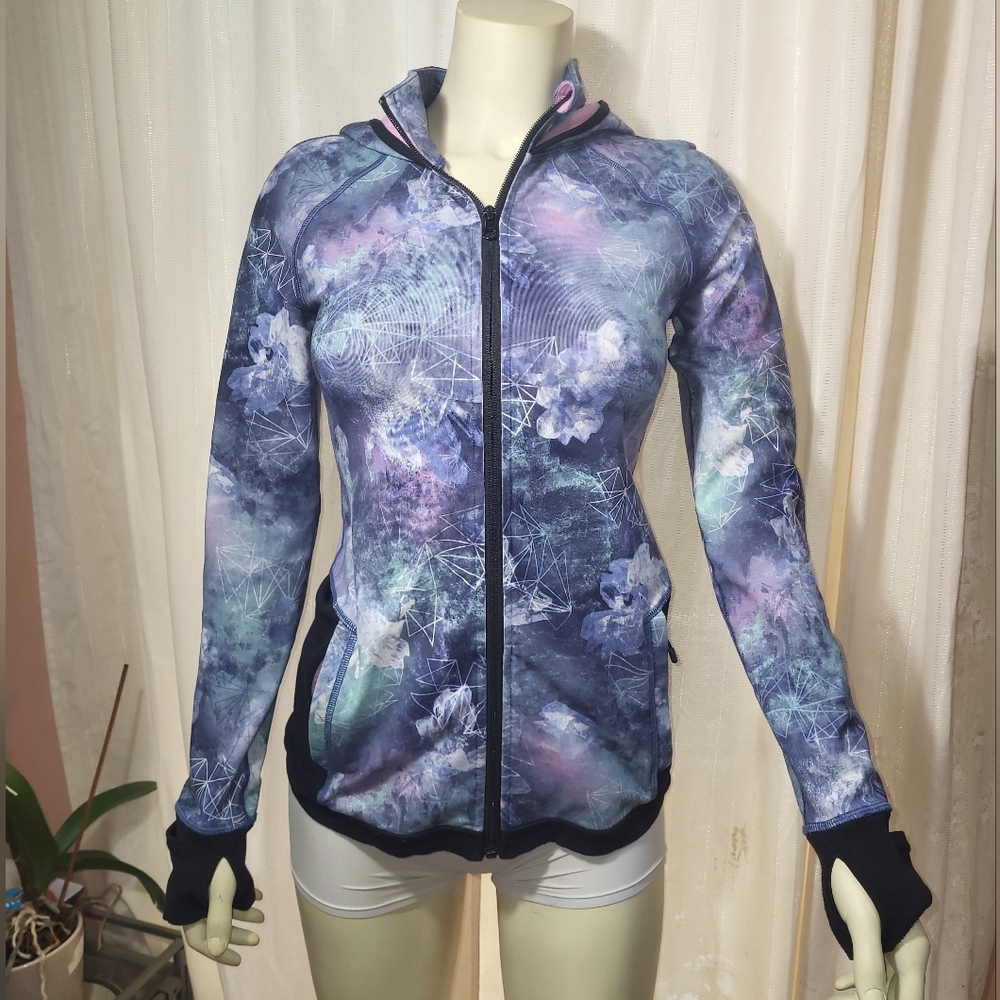 Ivivva Girls 14 Purple Galaxy Print Zip-Up Hoodie